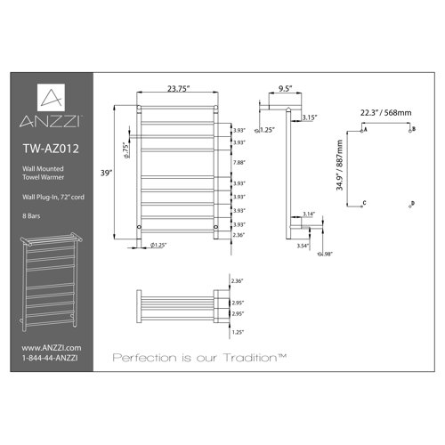 ANZZI Traditional Towel Rail Electric Towel Warmer & Reviews | Wayfair